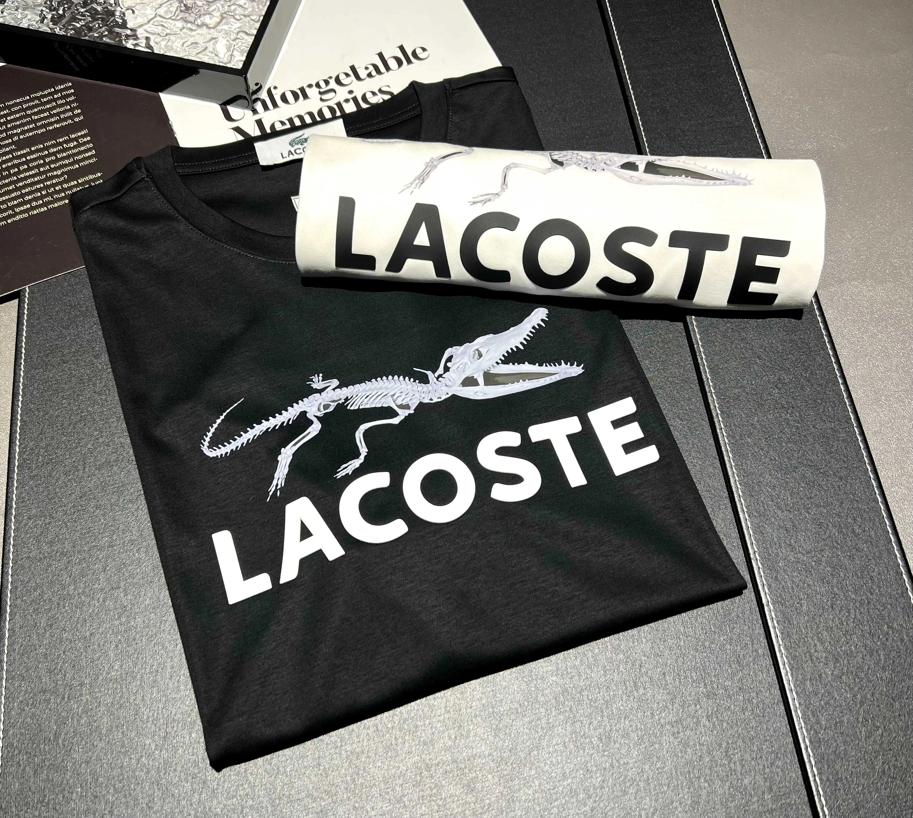 2026 New Arrival Spring and Summer 200g mercerized cotton short-sleeved logo: LACOSTE Process: silicone➕printing Color: black/white Sizes: M~3XL
